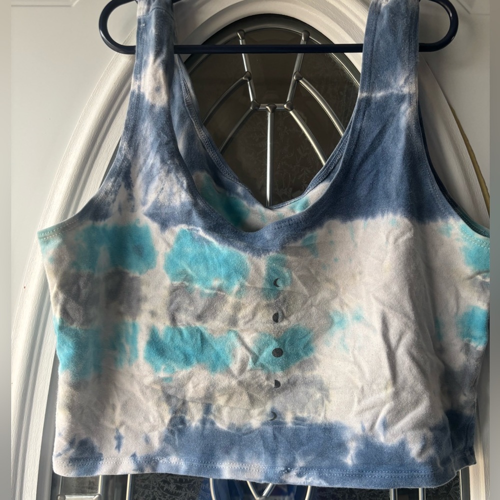 Purusha People moon phase bra tank crop top size Large self tie dyed